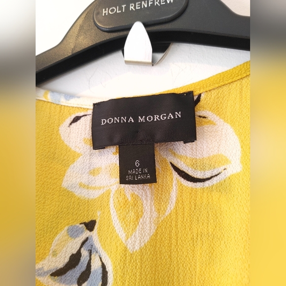 Donna Morgan Yellow Floral Wrap Dress Size 6 - Picture 6 of 11